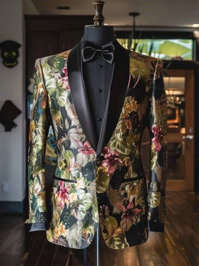 Romantic Single Breasted Floral Print Blazer