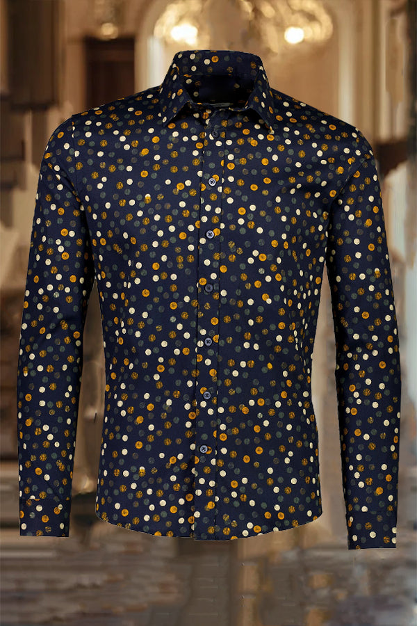 Business Polka Dot Print Long Sleeve Shirt