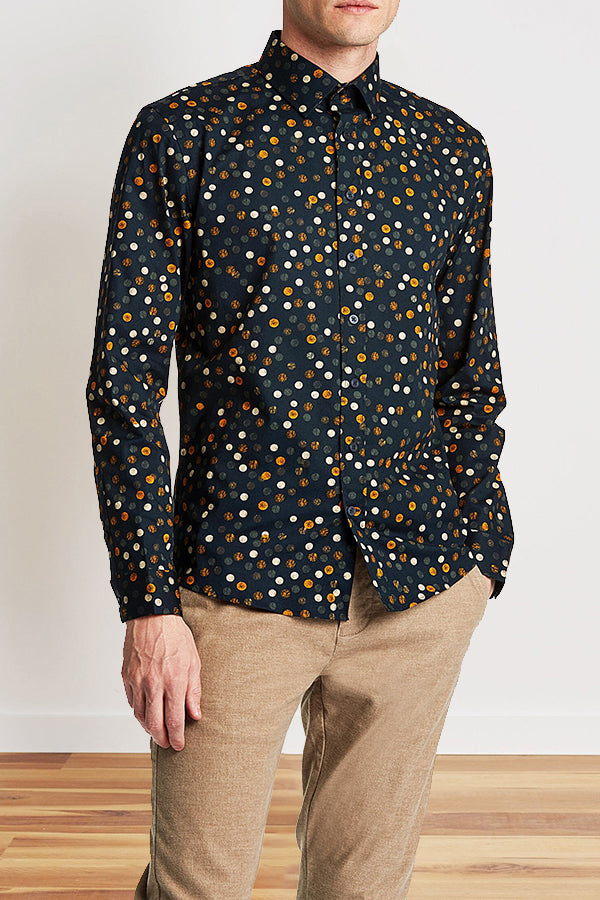 Business Polka Dot Print Long Sleeve Shirt