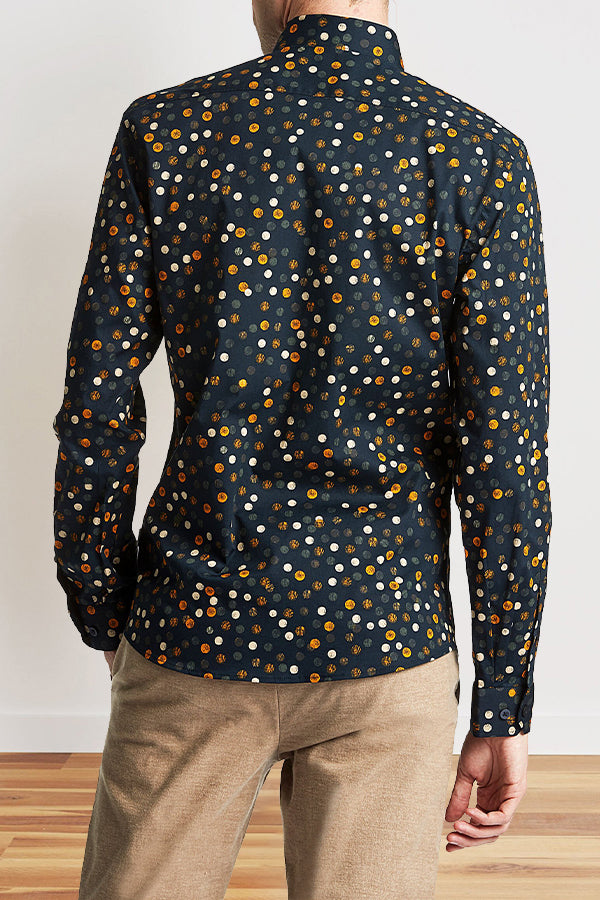 Business Polka Dot Print Long Sleeve Shirt