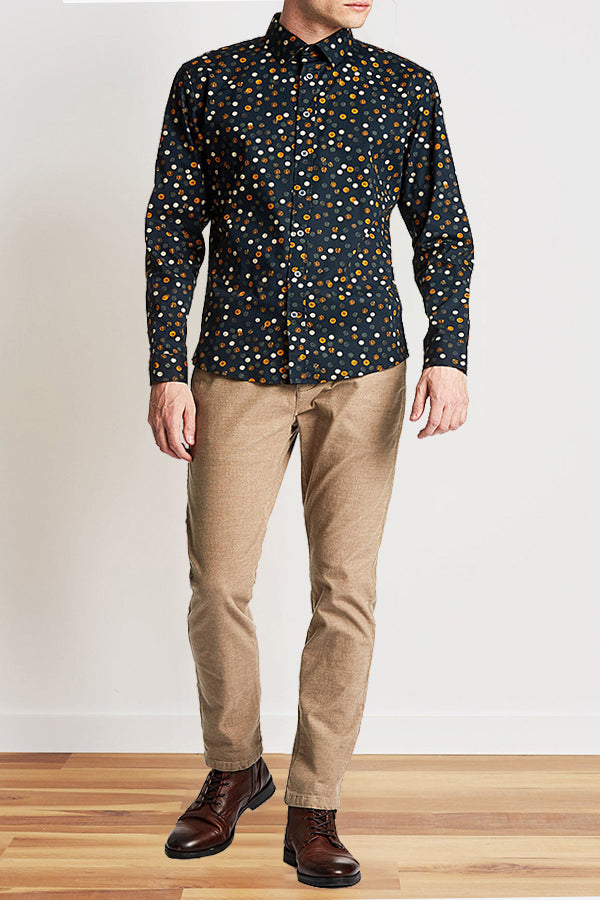 Business Polka Dot Print Long Sleeve Shirt