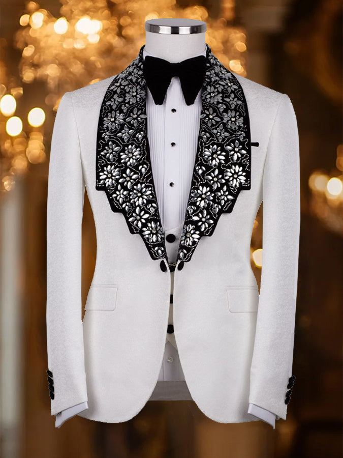 Special Jeweled Print lapel Long Sleeves Blazer