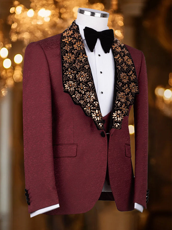 Special Jeweled Print lapel Long Sleeves Blazer