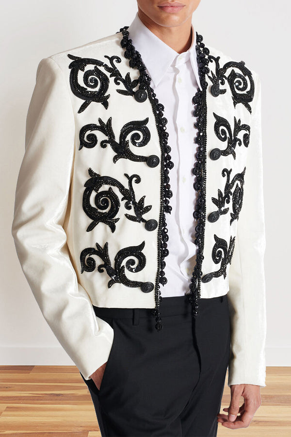 Chic Curly Grain Print Long Sleeves Jacket