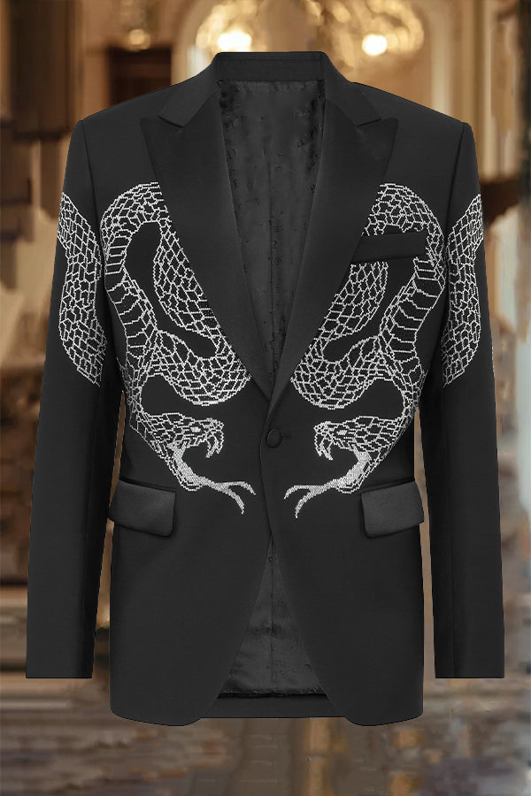 New Year Snake Print Single Breasted Blazer