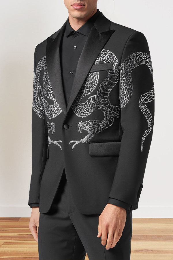 New Year Snake Print Single Breasted Blazer