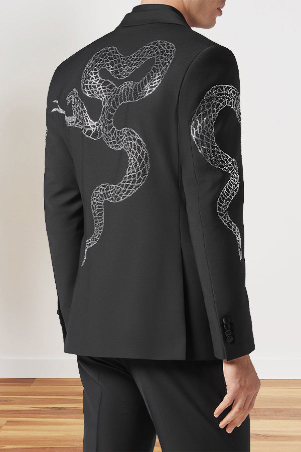 New Year Snake Print Single Breasted Blazer