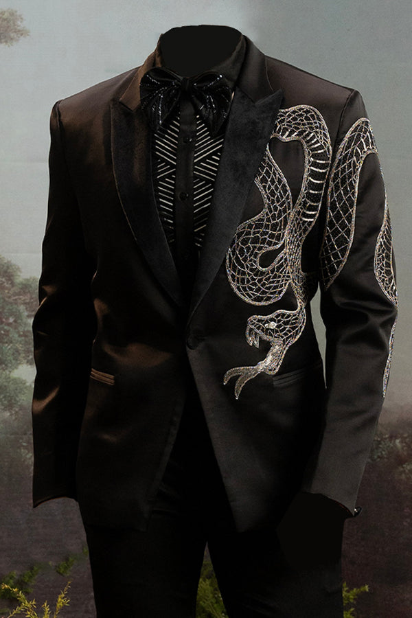 New Year Snake Print Long Sleeves Blazer