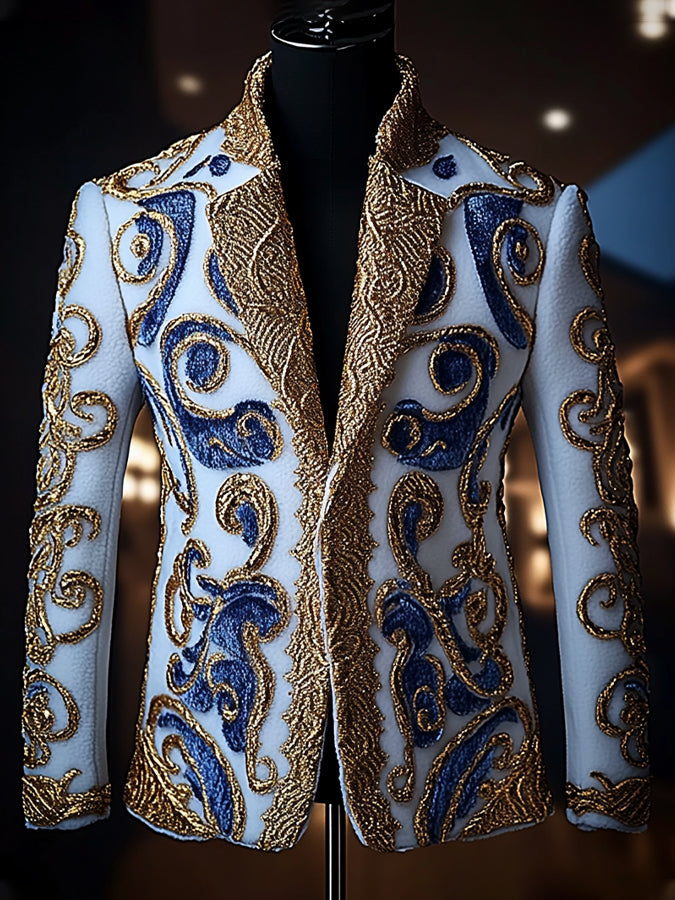 Luxury Court Print Single Breasted Blazer