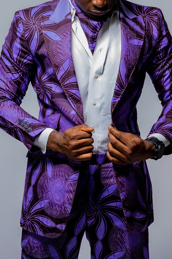 Mardi Gras Floral Print Long Sleeves Blazer