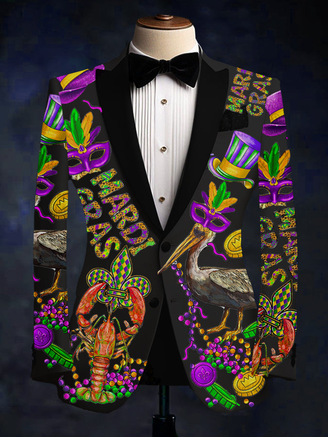 Mardi Gras Animal Print Long Sleeves Blazer