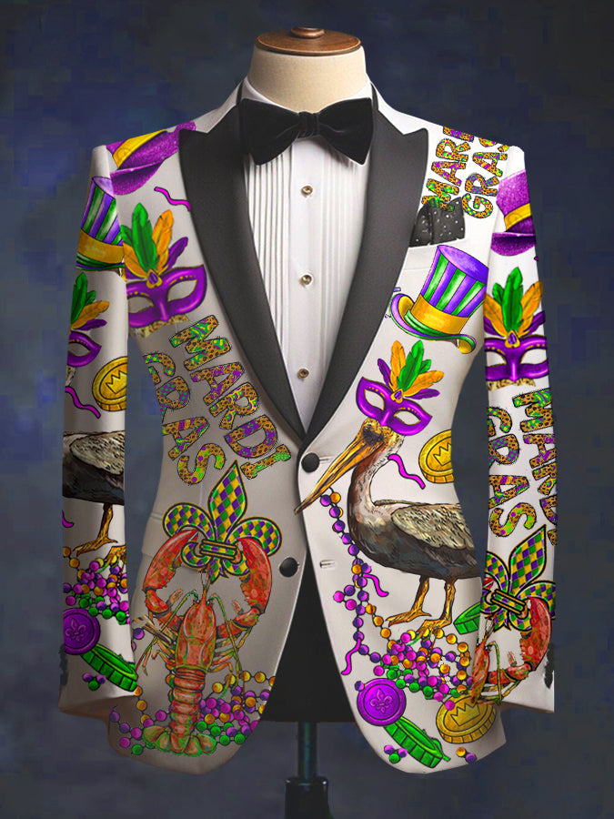 Mardi Gras Animal Print Long Sleeves Blazer