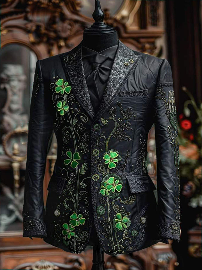 St. Patrick's Day Long Sleeves Vine Clover Blazer