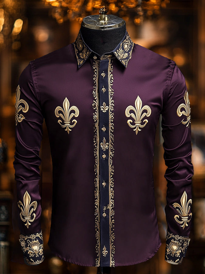 Mardi Gras Totem Print Long Sleeve Shirt