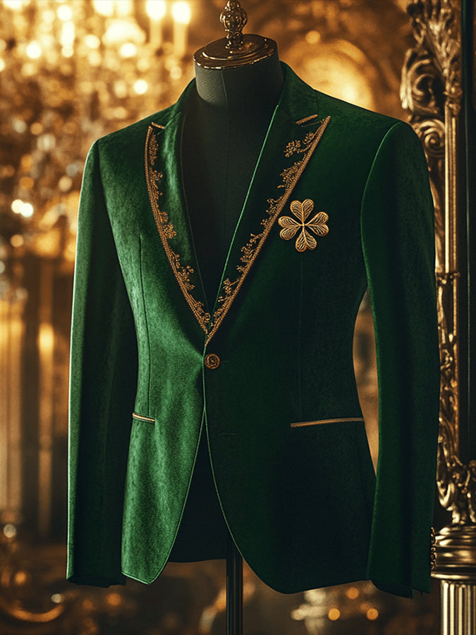 Luxury St. Patrick's Day Clover Print Blazer