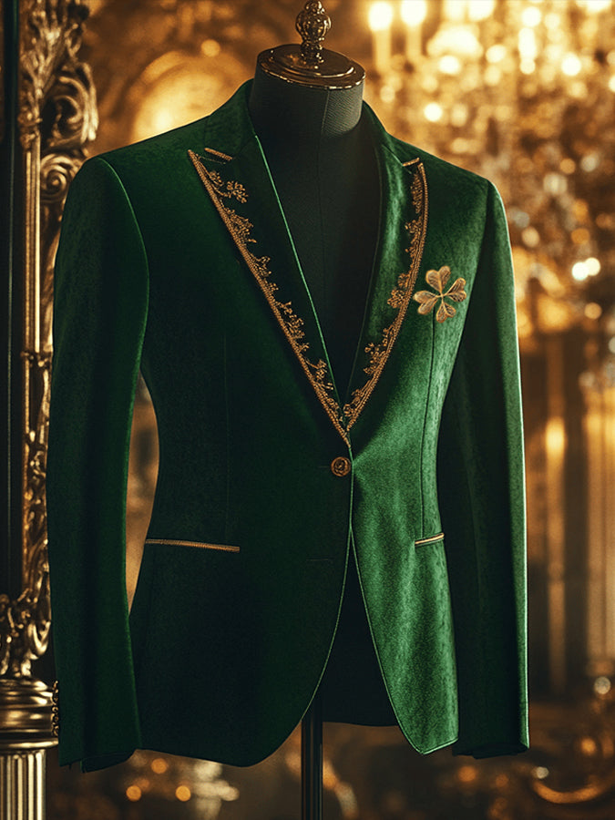 Luxury St. Patrick's Day Clover Print Blazer