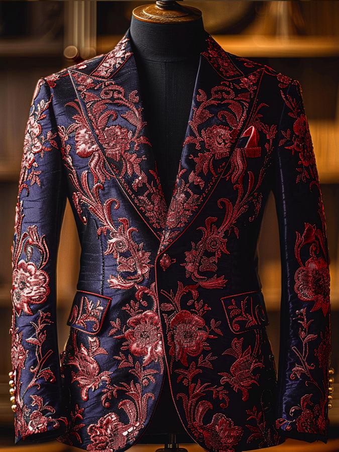 Luxury Valentine's Day Vine Print Blazer