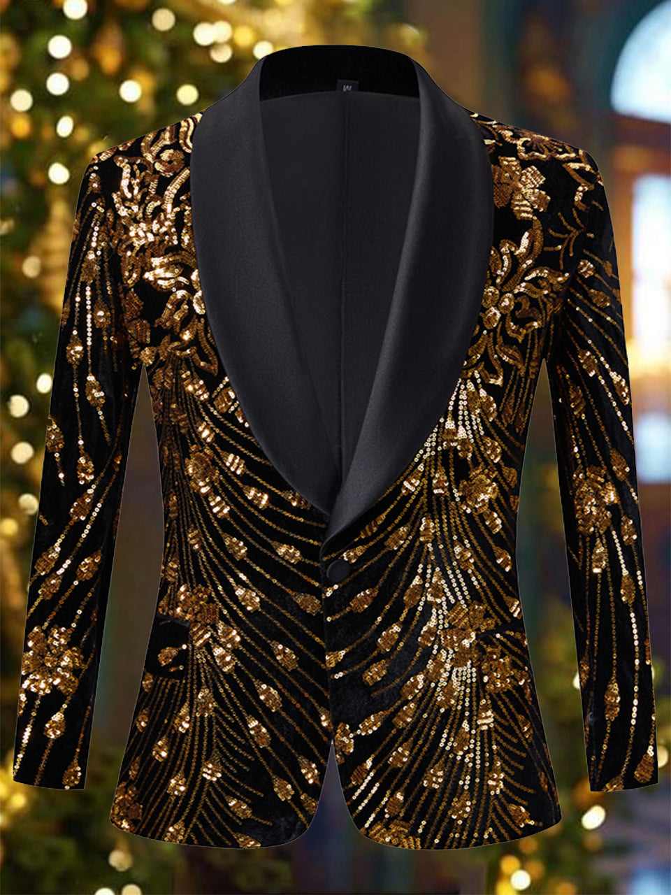 Luxurious Sequins Shawl Lapel Blazer