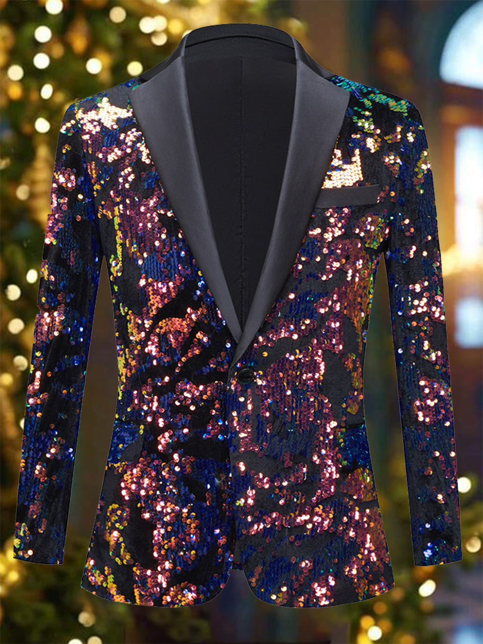 Luxurious Sequins Tie Dye Print Blazer