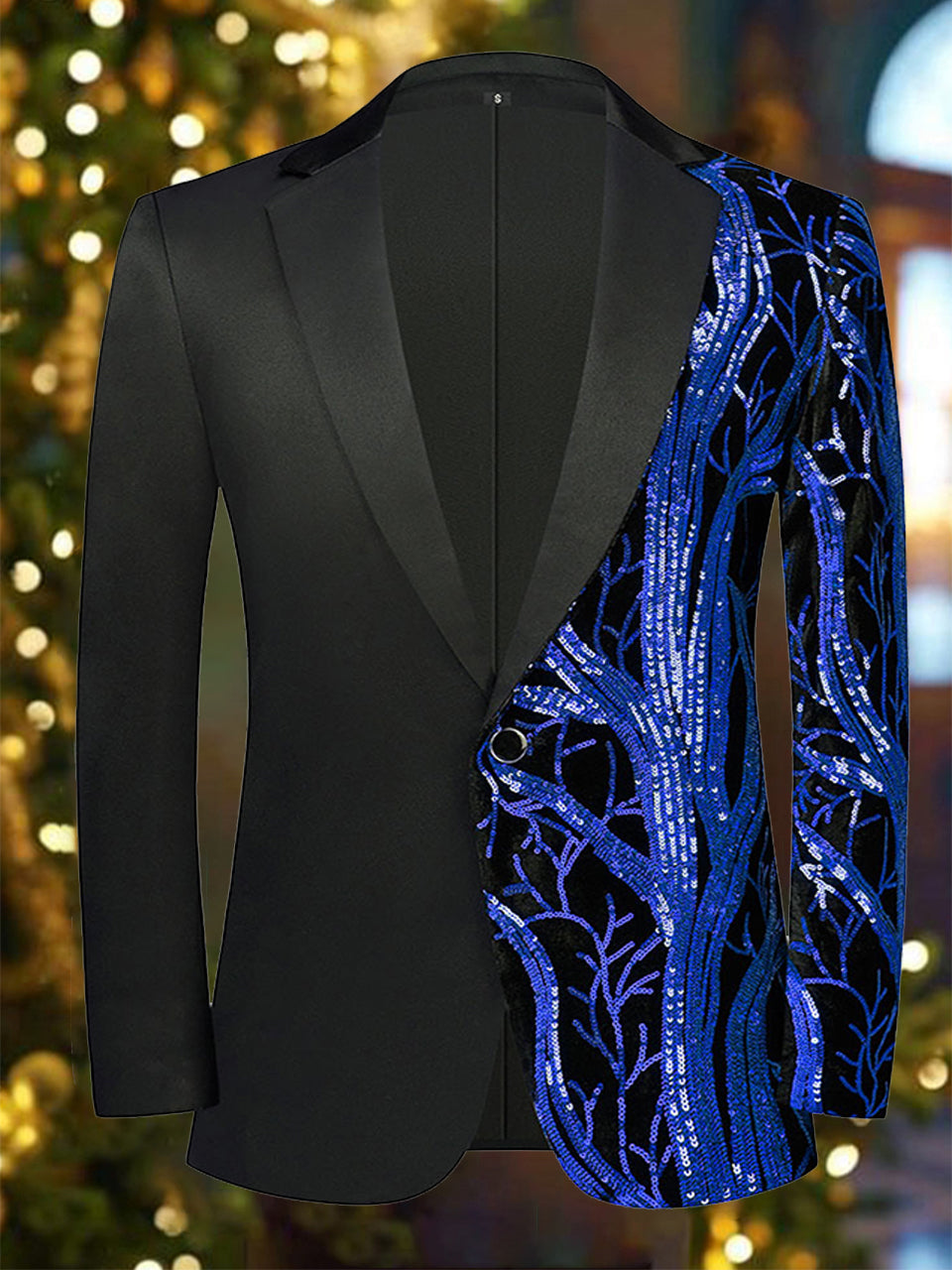 Elegant Sequins Tree Notch Lapel Blazer