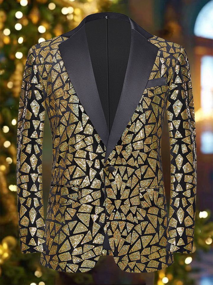 Elegant Figure Sequins Notch Lapel Blazer