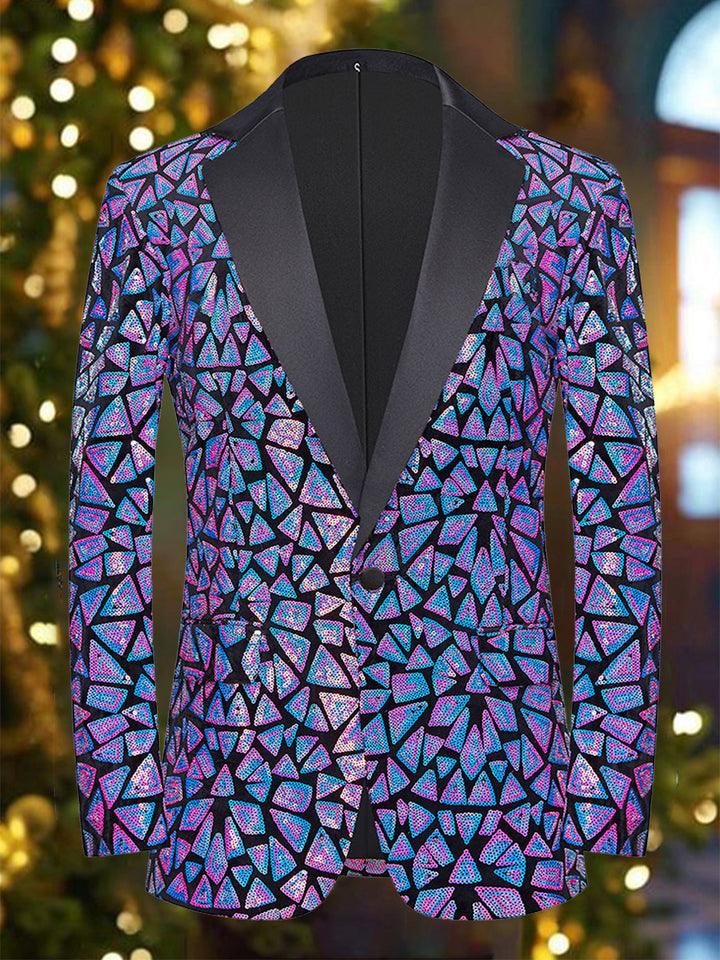 Elegant Figure Sequins Notch Lapel Blazer