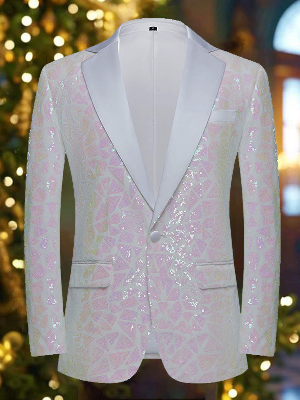 Elegant Figure Sequins Notch Lapel Blazer