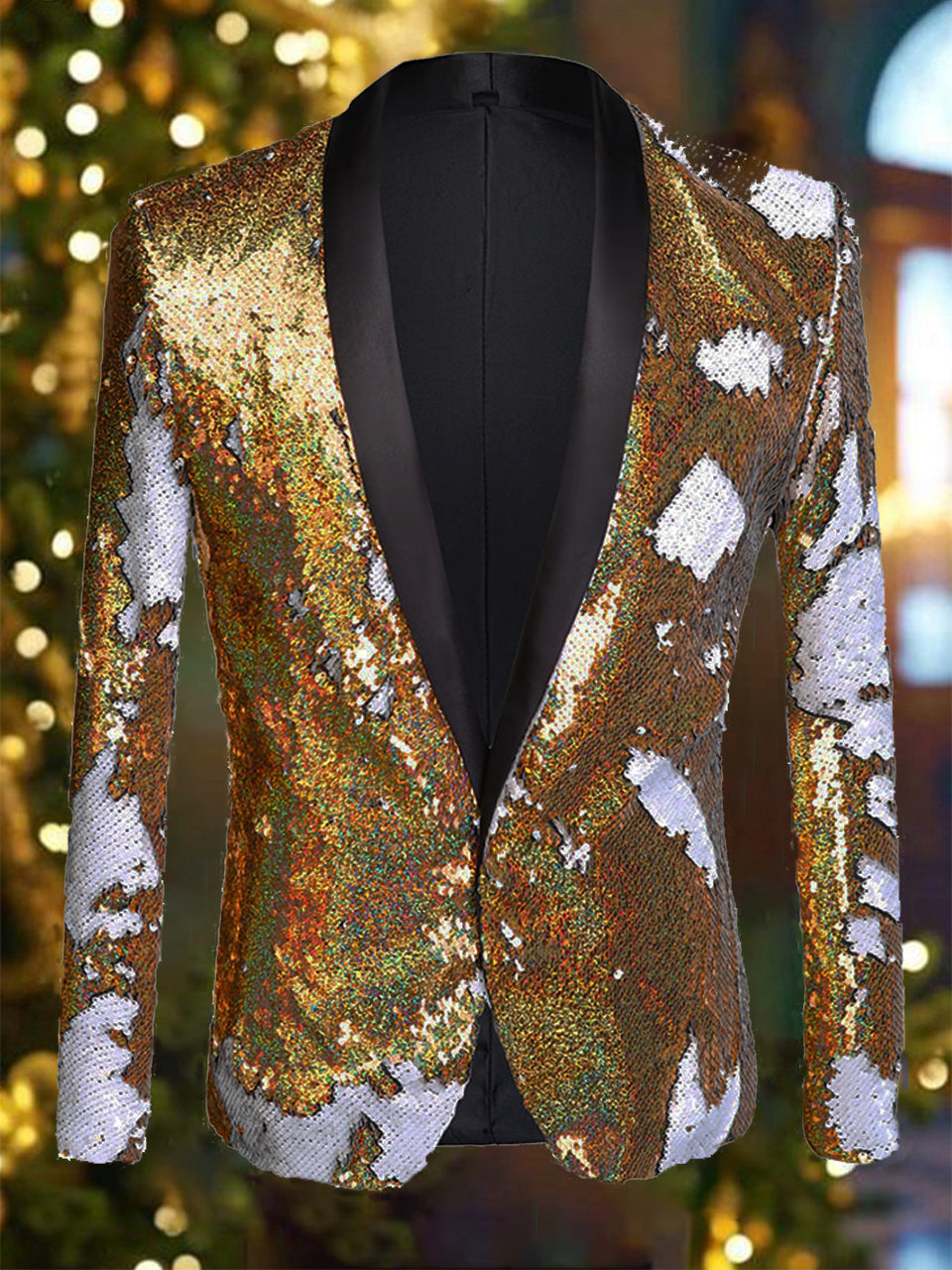 Chic Two Colors Sequins Long Sleeves Blazer