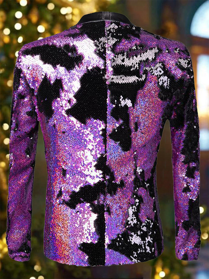 Chic Two Colors Sequins Long Sleeves Blazer