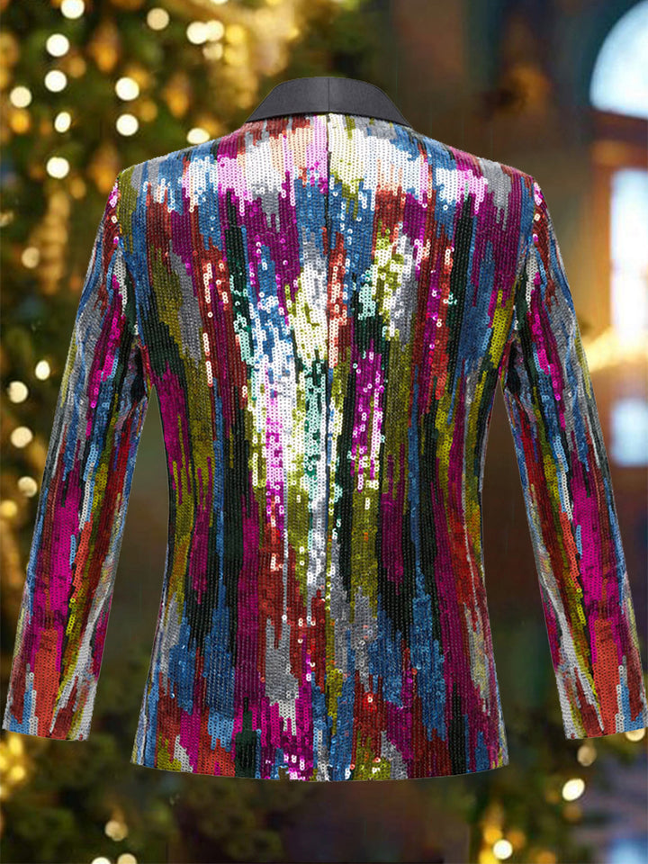 Chic Colorful Stripes Sequins Long Sleeves Blazer