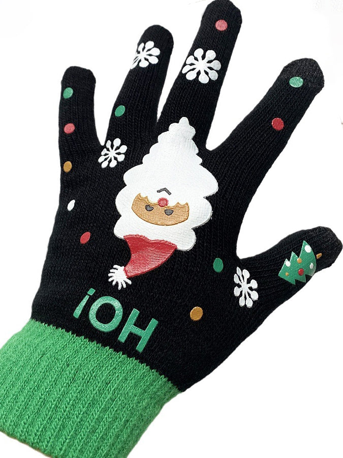 Fun Christmas Printed Knitted Gloves