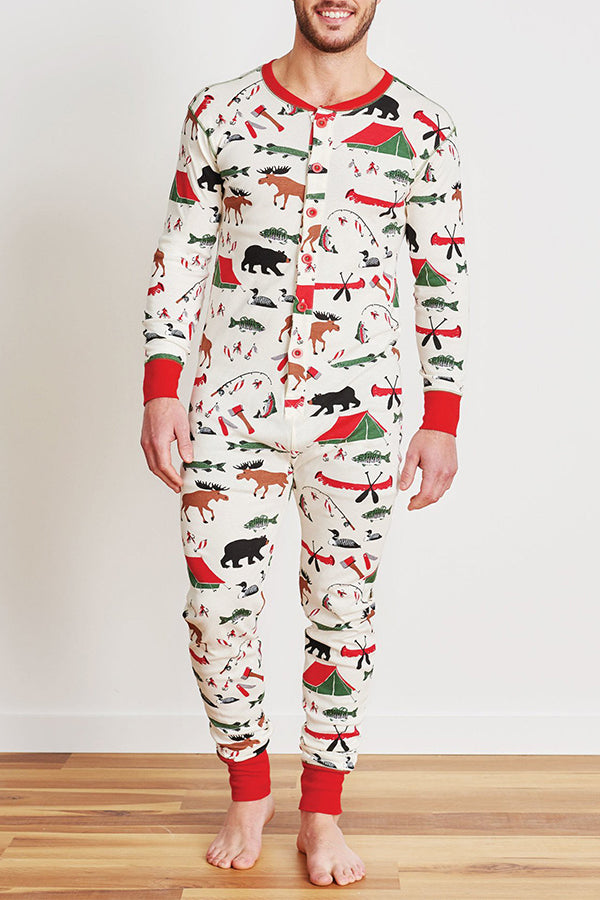 Fun Christmas Printed One-piece Pajama