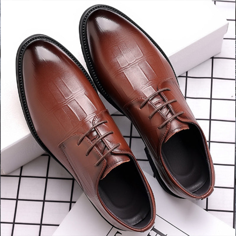 Chic Textured Business Flat Leather Shoes