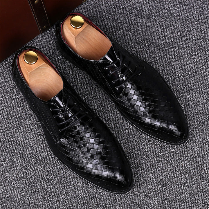 Chic Plaid Texture Flat Leather Shoes