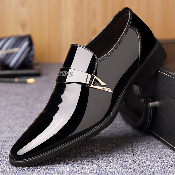 Classic Metal Buckle Business Flat Leather Shoes