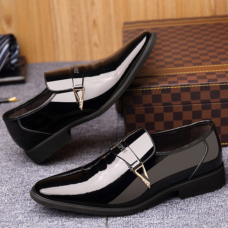 Classic Metal Buckle Business Flat Leather Shoes