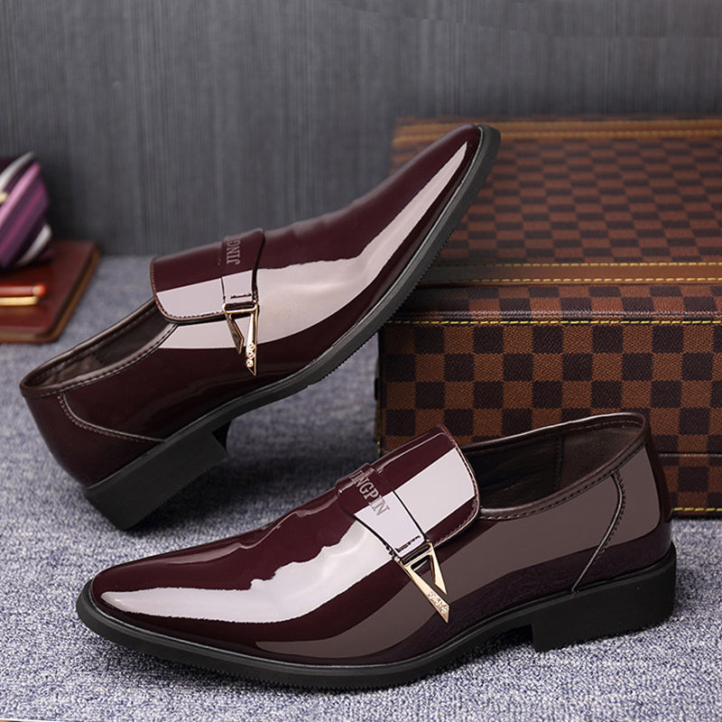 Classic Metal Buckle Business Flat Leather Shoes