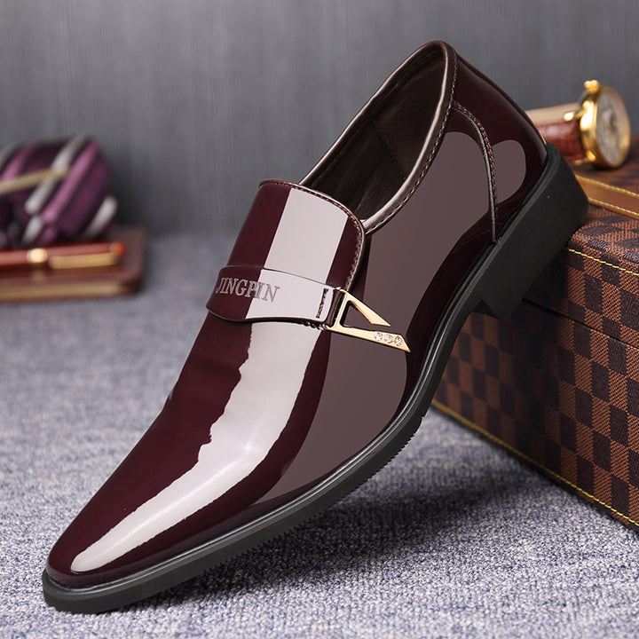 Classic Metal Buckle Business Flat Leather Shoes