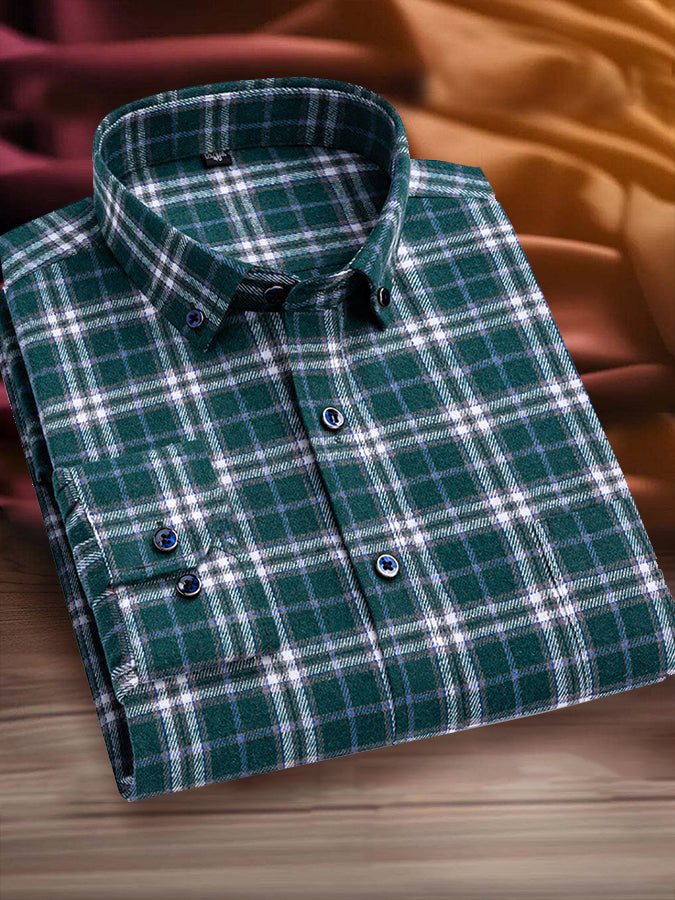 Casual Contrast Plaid Long Sleeve Shirt