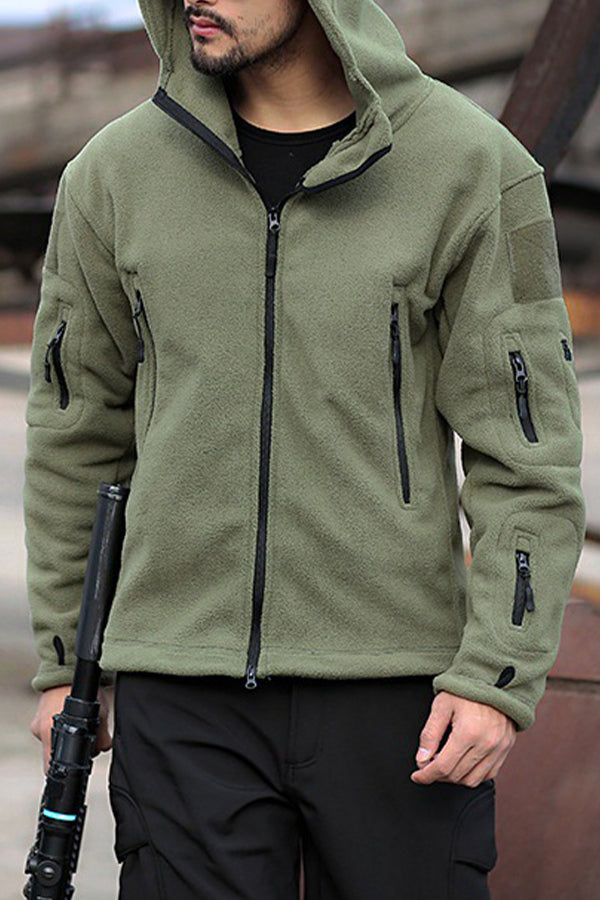 Casual Zip Detail Long Sleeves Hooded Jacket