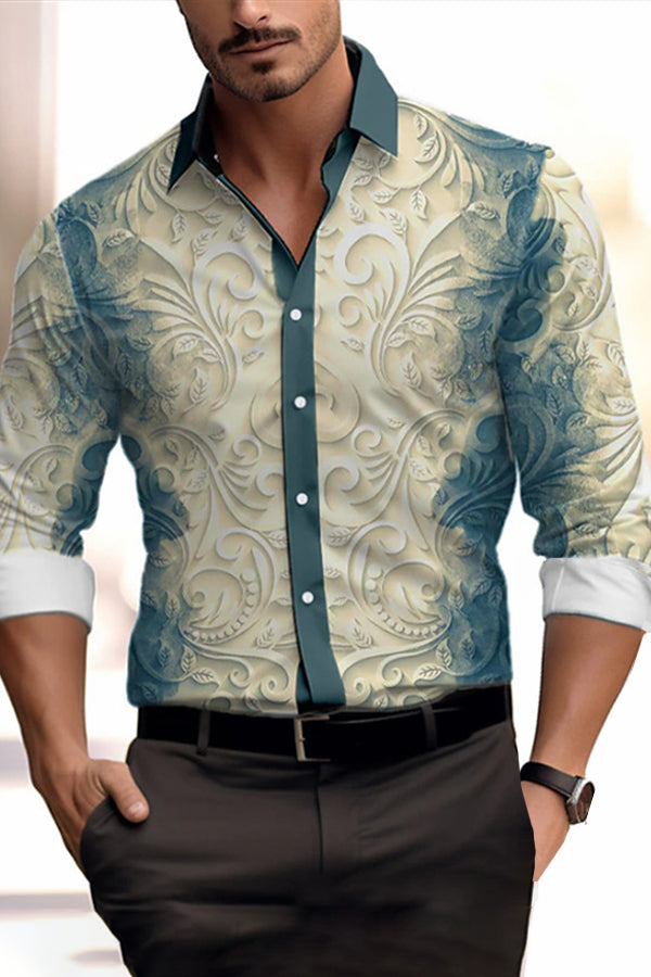 Romantic Ombre Line Floral Print Shirt