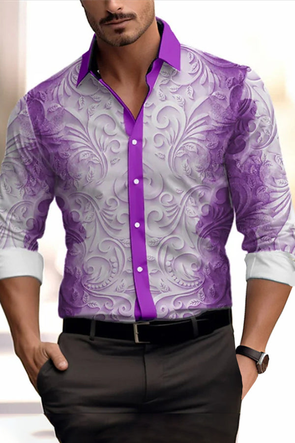 Romantic Ombre Line Floral Print Shirt