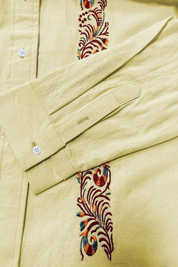 Vintage Ethnic Embroidered Linen Shirt