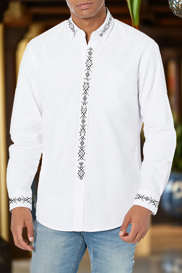 Vintage Ethnic Embroidered Long Sleeves Shirt