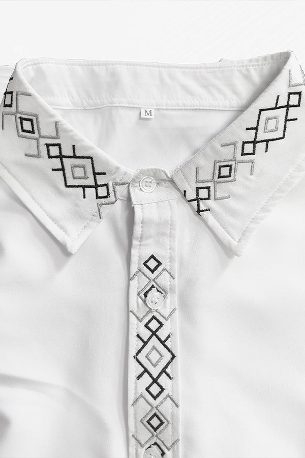 Vintage Ethnic Embroidered Long Sleeves Shirt