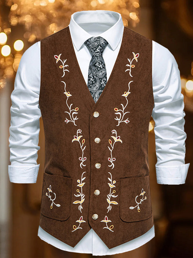 Vintage Ethnic Embroidered Printed Vest