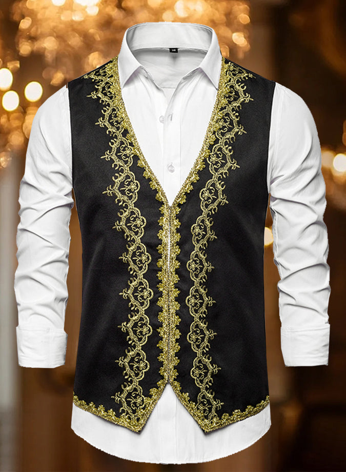 Retro Ethnic Embroidered Printed Vest