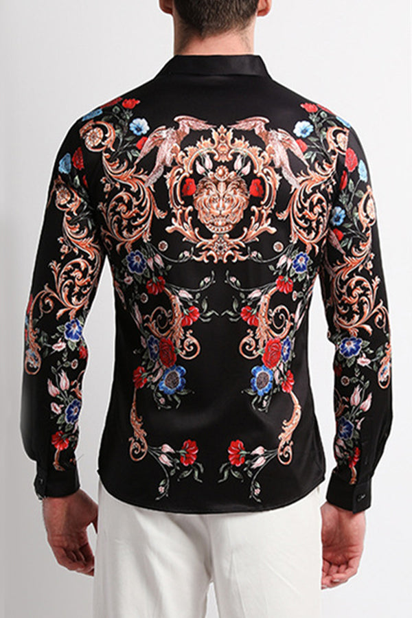 Baroque Floral Print Long Sleeves Shirt