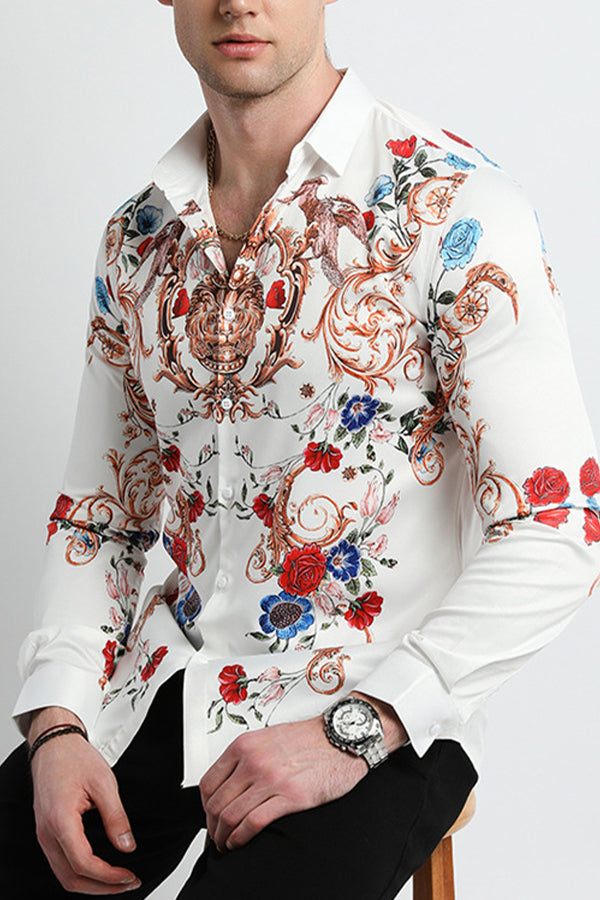 Baroque Floral Print Long Sleeves Shirt