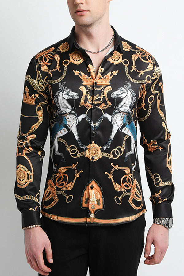 Baroque Chain Print Long Sleeves Shirt